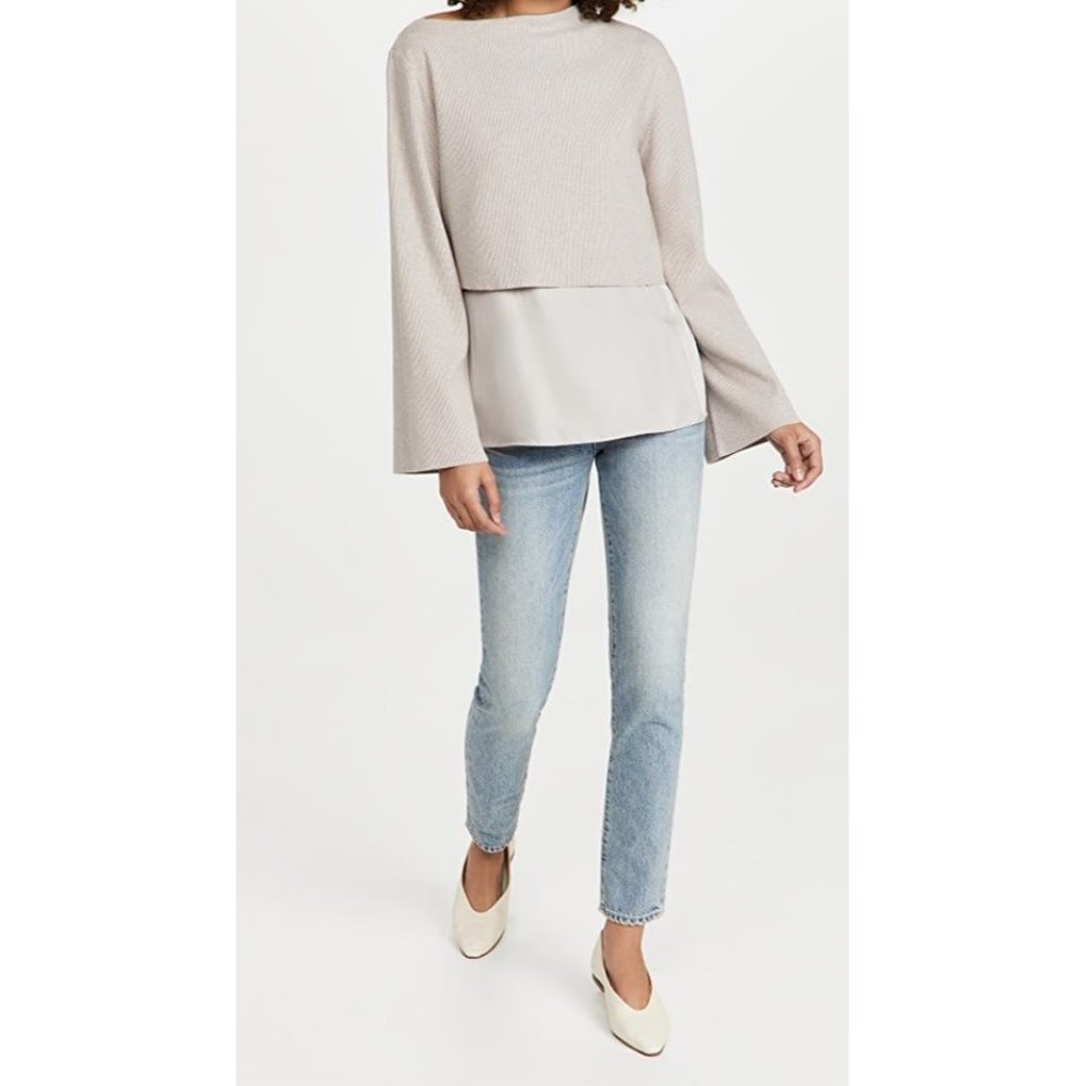 THEORY Cropped Sweater in Oatmeal - XL NWT